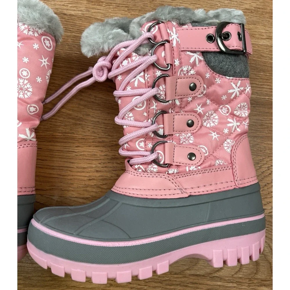 Dream Pairs Kriver Youth Girls Snow Boots Pink Toddler Size 11 Insulated NEW